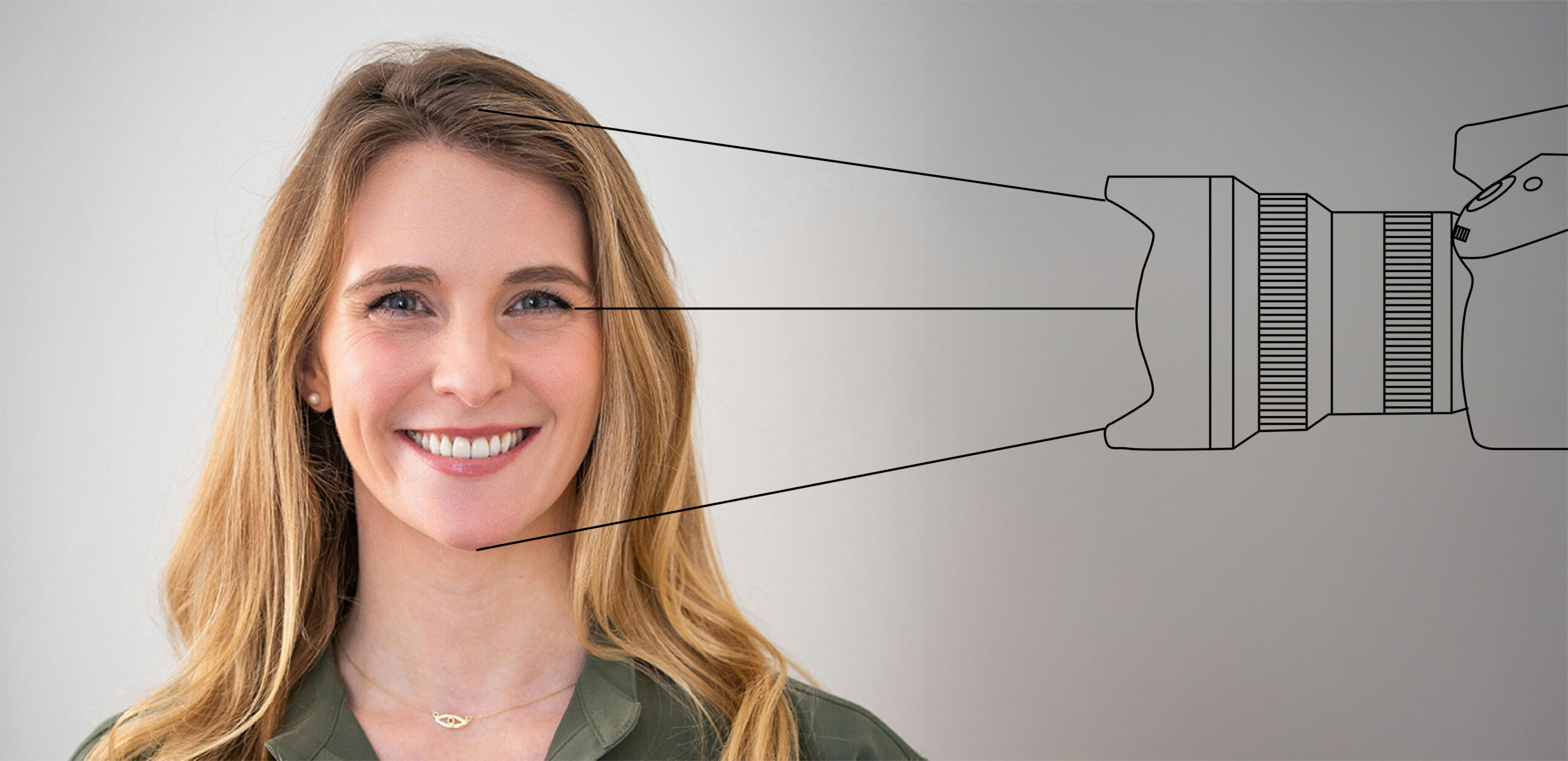 Portrait of a woman and instruction of camera placement